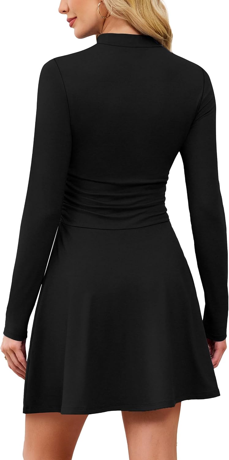 OFEEFAN Long Sleeve Dress Fall Homecoming Formal Party Club Mini Dresses Date Outfits.