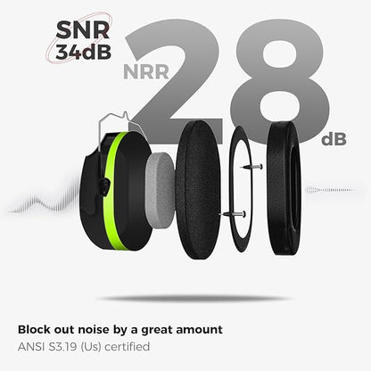 ProCase Noise Reduction Ear Muffs, Sound Proof Ear Protection, NRR 28dB Noise Cancelling Headphones for Adults Kids Autism, Hearing Protection for Shooting Gun Range Mowing -Green
