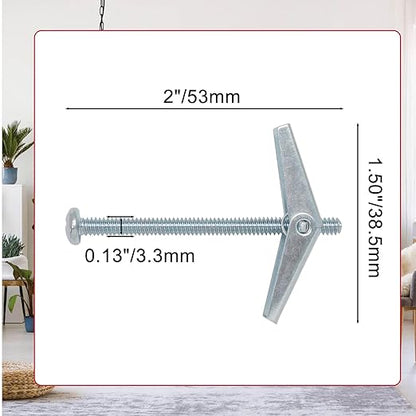12 Pcs 18 x 2 Inch Spring Toggle Bolt, Heavy Duty Drywall Anchors, Butterfly Anchors, Stainless Steel Hanging Nuts for Hanging Heavy Items on Drywall Wood