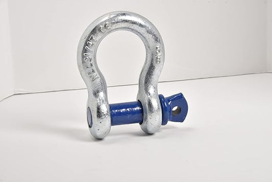 2 Pack Galvanized Blue, Rigging 58" Bow Shackles D Ring Rugged 13 Ton 28,600 Lbs Breaking Strength, WLL 3.25 Ton 7000 lbs w 34'' Pin Clevis Screw Heavy Duty for Auto SUV Anchor ATV UTV Recovery