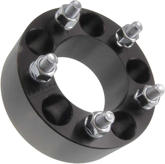 1.5" 5x4.5 to 5x5.5 Wheel Adapters - Change Bolt Pattern, Convert 5x114.3 to 5x139.7, Fit Jeep CJ Wheels onto Wrangler - 1.5 Inch (38mm), 12x20 Studs - Pair of 2 - Black