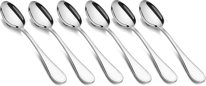 HornTide 6-Piece Dinner Spoon Set Table Spoon Flatware Stainless Steel Mirror Polishing 7-Inch 18cm