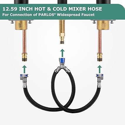 Replacement Quick Connect Hose Hot  Cold Water Mixer Line for PARLOS Widespread Faucet with Snap-in Fast Lock, 2102601