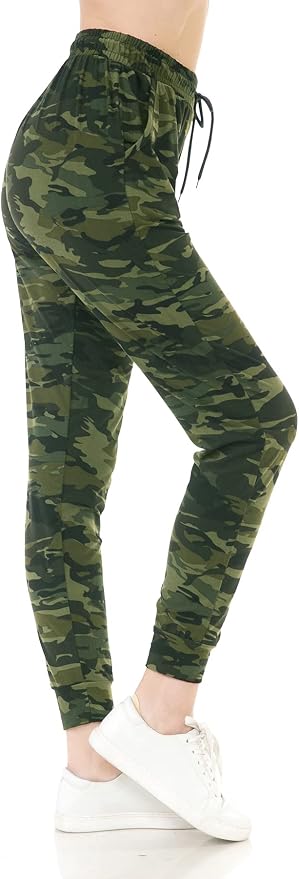 Medium Size Leggings Depot Women's Jogger Track Cuff Sweatpants with Pockets for Yoga, Workout.
