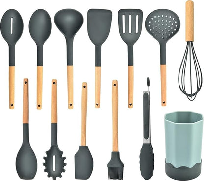 Silicone Cookware Set Kitchen Utensils Accessories Spatula Serving Soup Spoon Baking Set Non Stick Cooking Appliances Pot Set