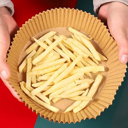 Air Fryer Disposable Paper Liner, Non-Stick Oil Resistant, Waterproof,Food Grade Baking Paper Baking Microwave Baking Paper (2 Colors) (Color : 25 Pcs Brown)