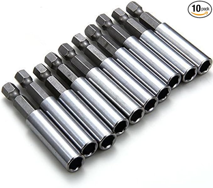 Rocaris 10 Pack Magnetic Extension Socket Drill Bit Holder 1/4" Hex Power Tools