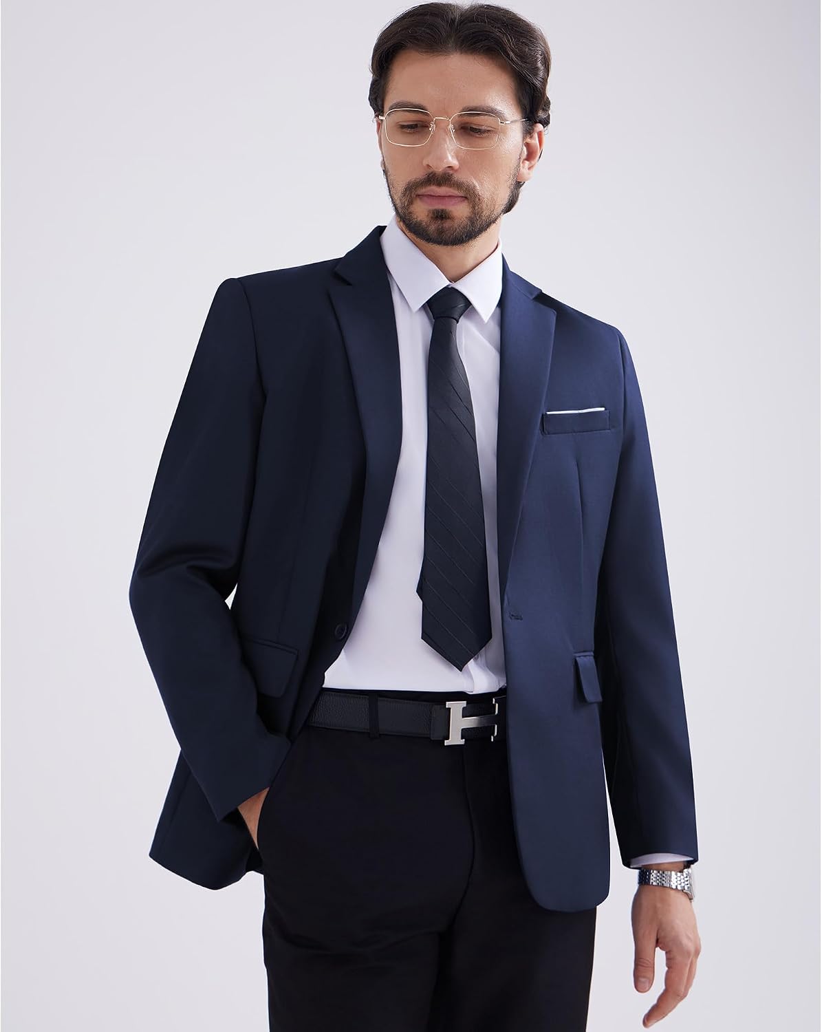 Men's One Button Blazer Casual Solid Color Suit Jacket Slim Fit Lightweight Sport Coats Blazers