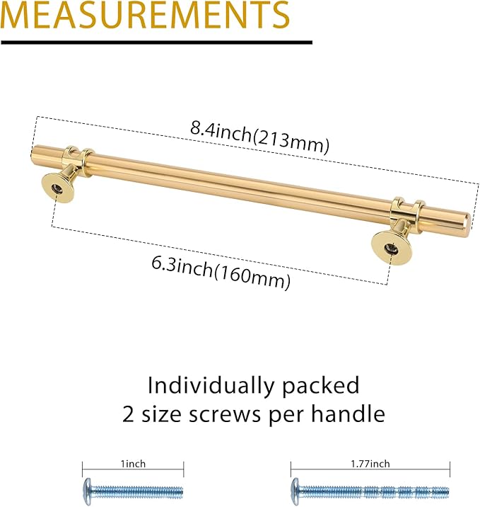 Rergy Cabinet Handles Drawer Pulls and Knobs, 2Pack Gold 6-14inch Hole Center, Kitchen Hardware for Dresser Handle Zinc Alloy Furniture Pull