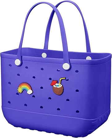 Beach Bag Rubber Tote Bag - Waterproof Travel Bag for Women Washable Tote Bag Handbag for Sports Beach Market Pool
