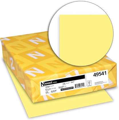 Neenah Paper Exact Index Card Stock, 110 lb Index Weight, 8.5 x 11, Canary, 250Pack