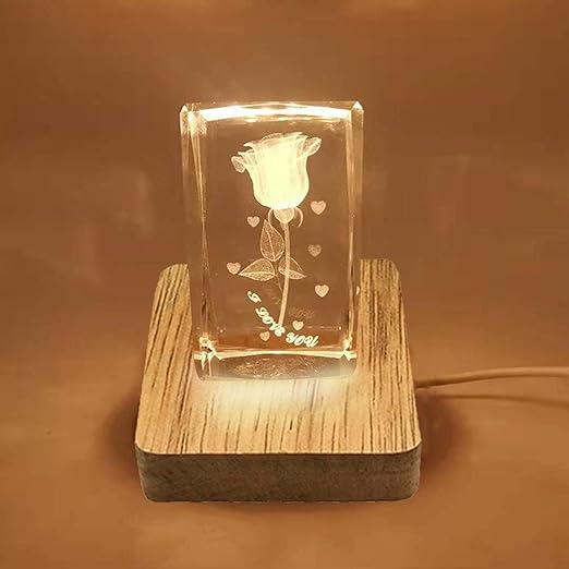 2Pcs 4" Wood LED Display Base, Multicolor Round Display Base Stand +Square Warm Colr Wooden Lighted Display Base for Crystal Glass Resin Art