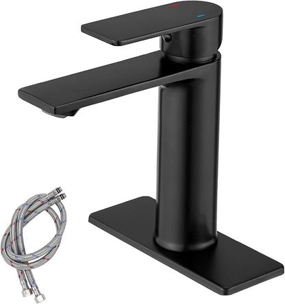 OWOFAN Black Bathroom Sink Vanity Faucet Single Handle Matte Black Modern RV Faucet Deck Mount 1 Hole or 3 Holes 855985R