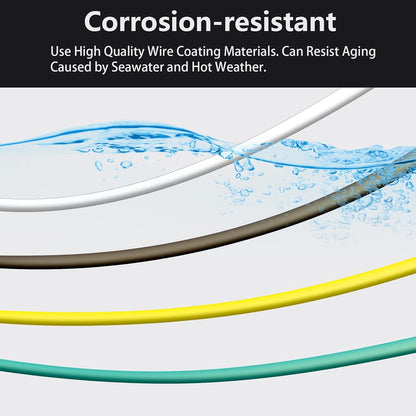 50Foot 4Pin 5Wire Trailer Wire Harness, Premium Towing Wiring Solution, Extended Length Boat Trailer Wiring Kit, 4-Way Trailer Light Wire Brown/Green/Yellow/White for RV Boat Marine