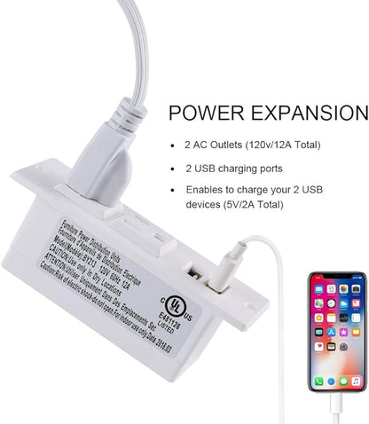 Conference Recessed Power Strip Socket with USB Ports,Table Power Strip,Desktop Charging Station with 2-Outlets and 2 USB Ports