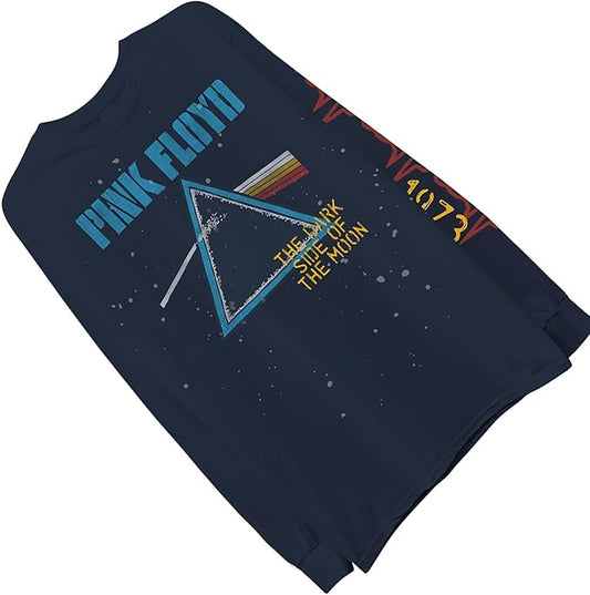 Pink Floyd Mens Concert Shirt Dark Side of The Moon - Vintage Long Sleeve Tee with Sleeve Print