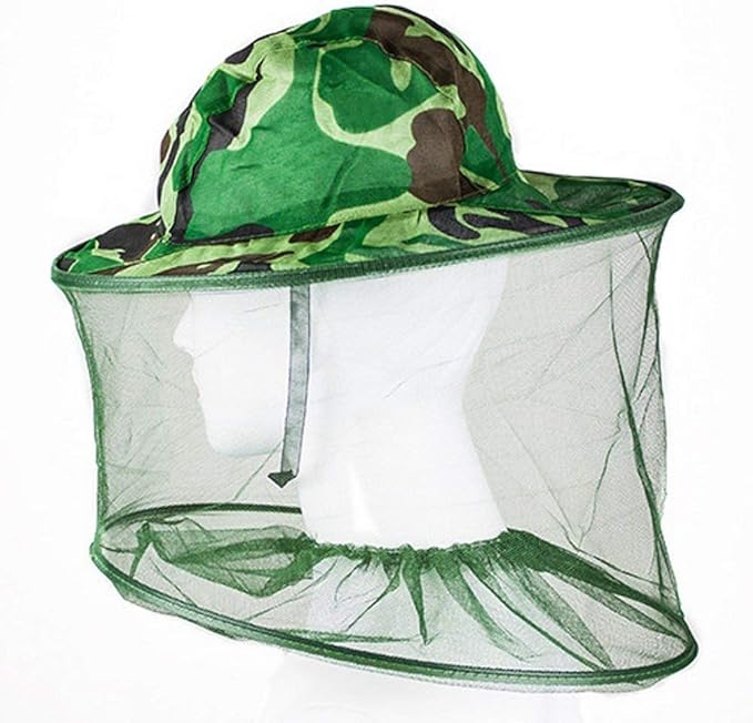 2Pack Camouflage Beekeeper Beekeeping Cap Hat with Head Net Mesh Face Protection Outdoor Fishing Equipment Beekeeping Supplies
