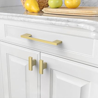 Amerdeco 10 Pack Brushed Gold Cabinet Pulls 5 Inch(128MM) Hole Centers Kitchen Cabinet Handles Cabinet Hardware Kitchen Handles for Cabinets Cupboard Handles Drawer Pulls ZH0060