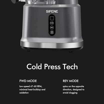 Cold Press Juicer Machine, SiFENE Slow Masticating Juicer, 83mm Wide Chute for Whole Fruits  Vegetables, Easy to Clean, High Yield, Non BPA, Gray