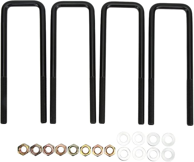 Rear Suspension U Bolt, 10in Black Steel Rear Axle U Bolts Heavy Duty Bend U Bolts Replacement for 1500