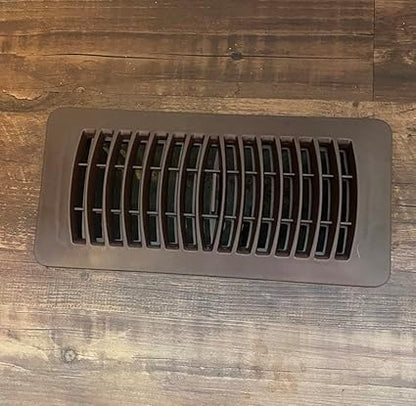 Rocky Mountain Goods Brown Plastic Floor Register Vent for 4" x 10" Vent Openings (Item Dimensions 11 18" x 5 14") - Plastic Louvered Design - Easy Flow Adjust Lever - Rustproof