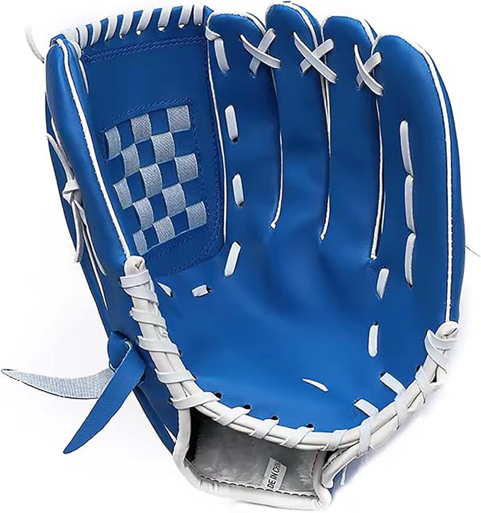 Baseball Glove with Baseball Catcher's Mitt PU Leather Left Hand Gloves 10.511.512.5 for Kids Youth Adult Right Hand Throw (Blue, 10.5)