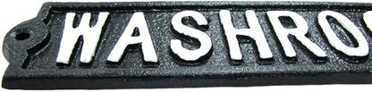 Cast Iron Washroom Bathroom Sign Rustic Gas Station Bar Pub Wall Decor Bath Plaque