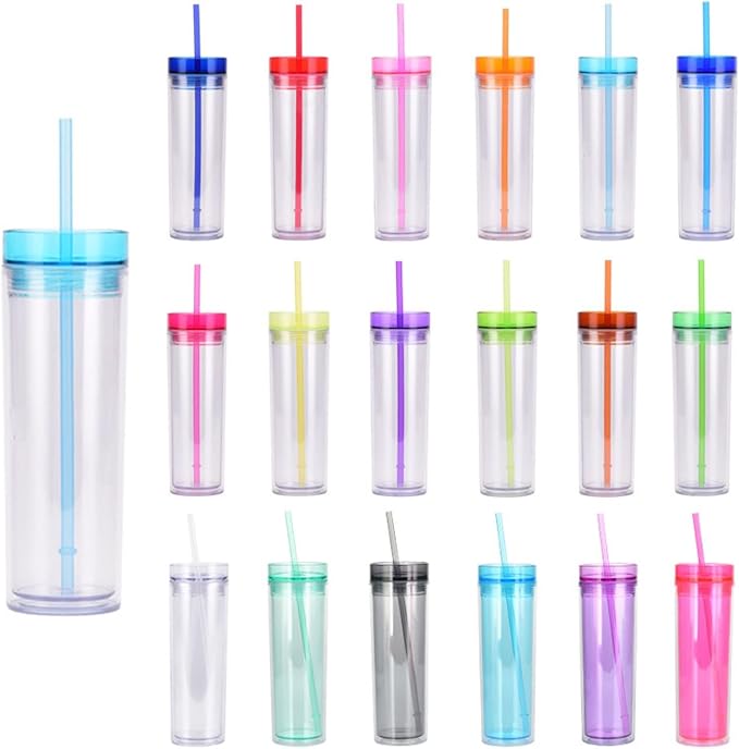 450ml/15.5oz European And American Style Fashionable Water Cup, Double-Layer Transparent Straight Cup-Transparent and colorless