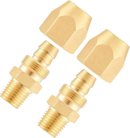 Premium Brass Reusable Repair Fitting For 3/8-Inch ID Hose,3/8" Barb For Polyurethane Air Hose with 1/4-Inch NPT Rigid (2Set 3/8inch)
