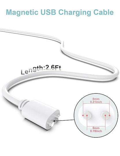 Bicmice 2.6Ft Magnetic USB DC Charger Cable Replacement Charging Cord - White(5mm/0.2in)