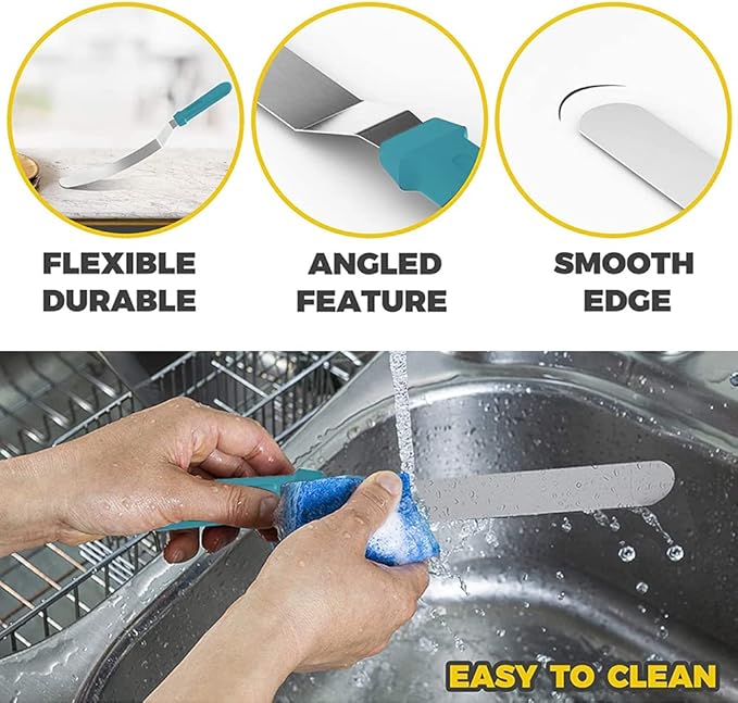 Utoolmart Bent Icing Spatula 6" Blades Stainless Steel Angled Offset Baking Cake Decorating Frosting Spatulas Knife Gifts for Christmas 1Pcs