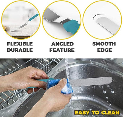 Utoolmart Bent Icing Spatula 6" Blades Stainless Steel Angled Offset Baking Cake Decorating Frosting Spatulas Knife Gifts for Christmas 1Pcs