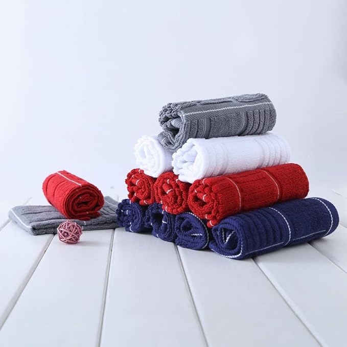 Glynniss Kitchen Dish Cloths for Washing Dishes, Cotton Dish Rags for Drying Cleaning, Pack of 8 Dishcloths (Navy Blue, 12x12 inches)