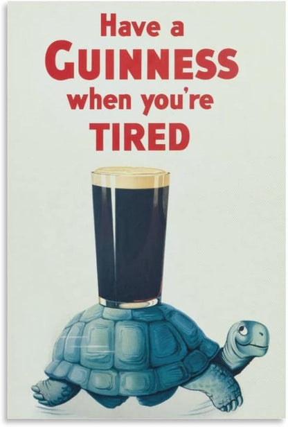 Vintage 1930's Guinness Beer Poster On Canvas, Comes With 1/2" White Border (not pictured) Around Poster For Framing, 24" x 36"