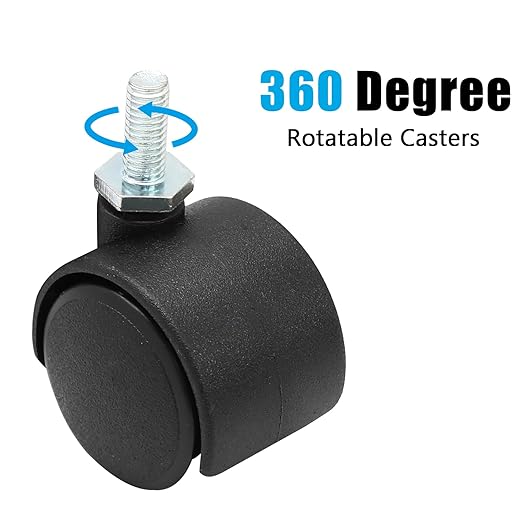 4pcs 1 Inch Swivel Caster Wheels, M6 Threaded Stem Caster Wheels, Heavy Duty Casters, Black Nylon Wheel Replacement for Furniture, Table, Cabinet, Shelf