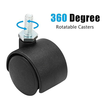 4pcs 1 Inch Swivel Caster Wheels, M6 Threaded Stem Caster Wheels, Heavy Duty Casters, Black Nylon Wheel Replacement for Furniture, Table, Cabinet, Shelf