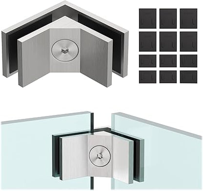 LukLoy Railing Glass to Glass Clamp, Stainless Steel 304 Bracket for Glass Balustrade Railing Pool Fence (1 Piece 90)