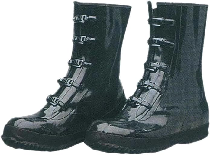 ToolUSA Black Rubber Over-Shoe Boots with 5 Adjustable Buckles  Size 15" (38.1cm)  Cotton-Lined 13" (33cm) Tall  Slip-Resistant Safety Soles