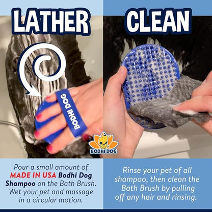 Bodhi Dog Shampoo Brush - Pet Grooming  Bath Supplies for Cats and Dog - Bath Brush for Long  Short Hair - Premium Scrubber for Shower, Bathing  Massage (One Pack, Blue)