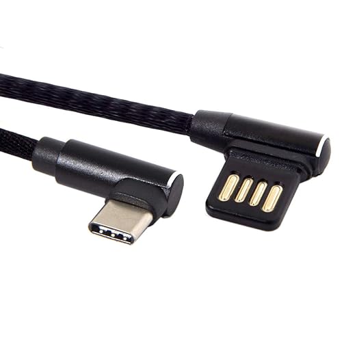 JSER USB-C 3.1 Type-C Male to Left Angled 90 Degree USB 2.0 Data Cable 15cm Dual Angled Type (Type-C)