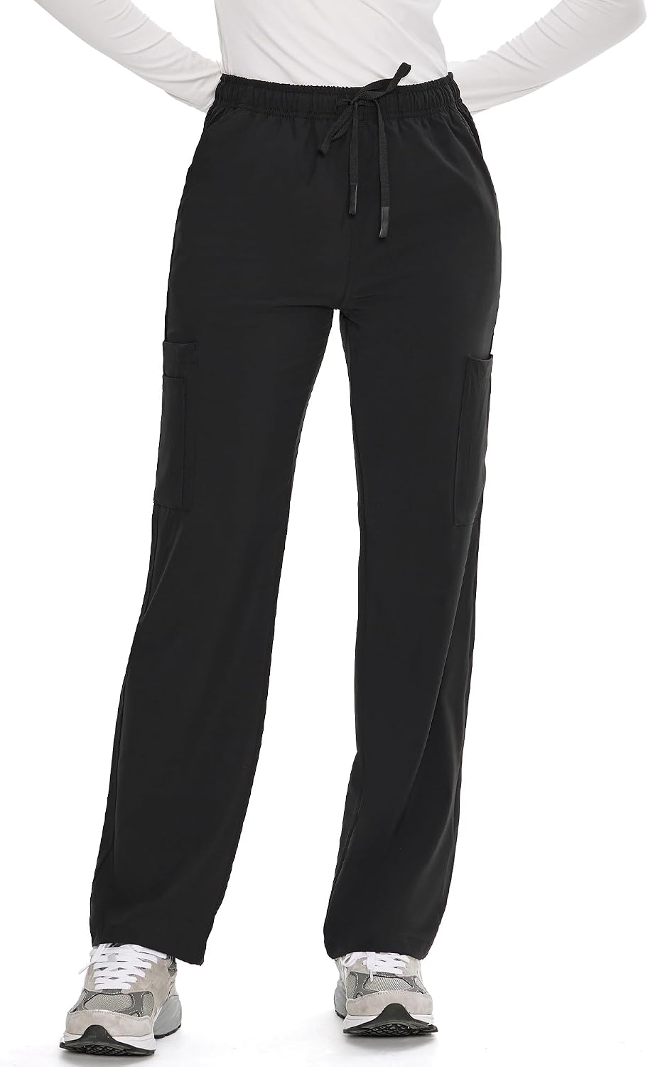 COZYFIT Straight Leg Scrub Pants for Women, Drawstring Soft Stretch, Anti-Wrinkle Women's Scrub Pants with 6 Pockets