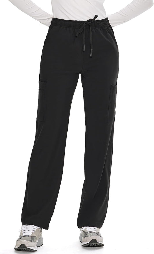 COZYFIT Straight Leg Scrub Pants for Women, Drawstring Soft Stretch, Anti-Wrinkle Women's Scrub Pants with 6 Pockets