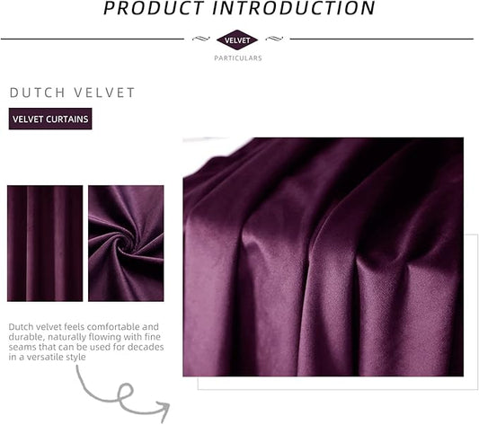 Dark Purple Velvet Curtains 84 inches Long Grommet Blackout Curtains for Bedroom Light Blocking Thermal Insulation Drapes Set of 2 Panels 38Aux 84Au