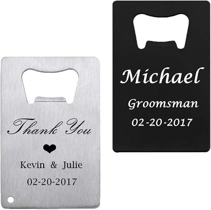 TOPTIE 2 PCS Credit Card Bottle Opener, Stainless Steel Beer Openers Fits in Wallet, Wedding Favors