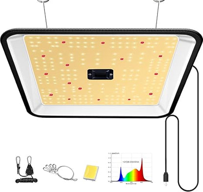 LED Grow Light SF600 with Samsung LM281 Pro, 60W Full Spectrum for Indoor Plants, 2x2ft Coverage, White Reflector, Suitable for Seeding Vegetable Flower