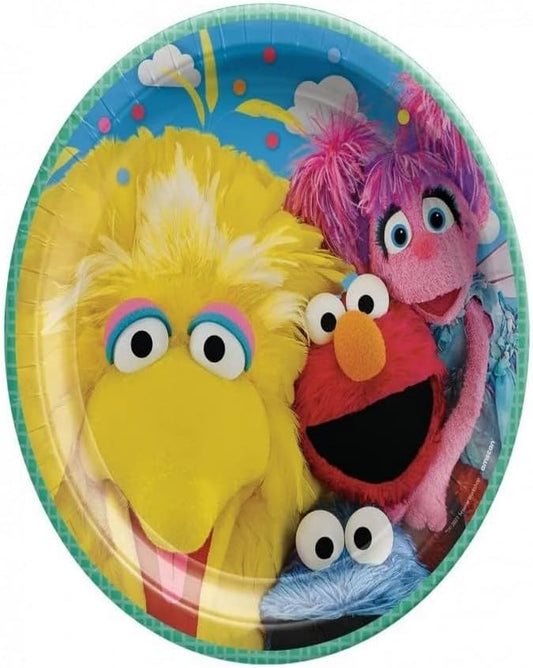 Amscan Everyday Sesame Street Round Plates - 9" (Pack of 8) - Multicolor Paper Plates - Ideal for Themed Parties, Fun Gatherings, and Playful Events, Medium