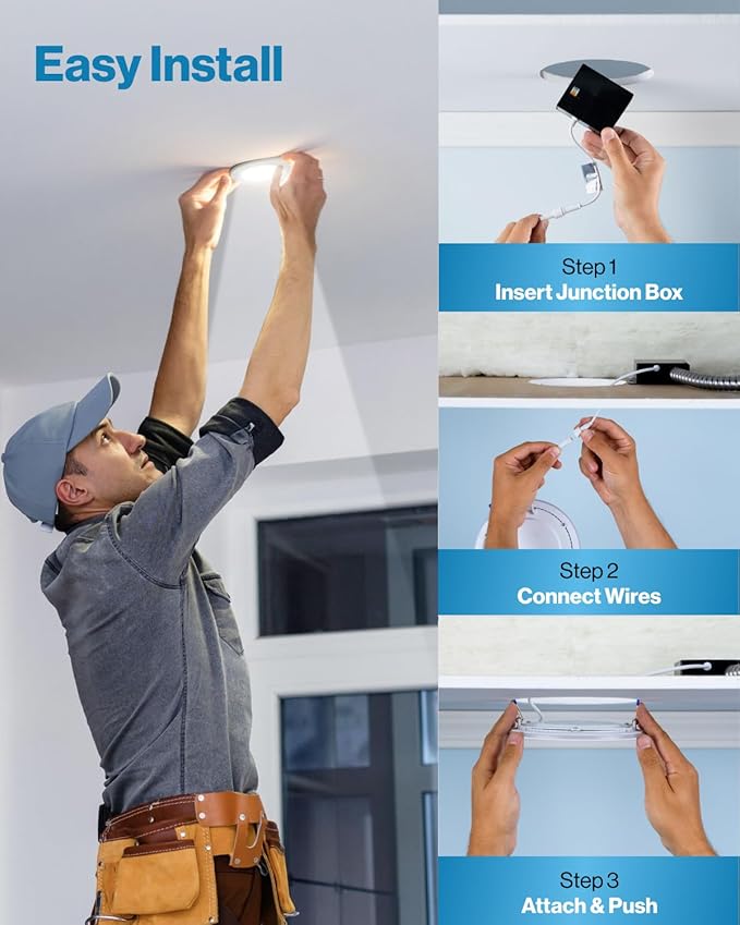 Sunco 2 Pack 4 Inch Slim LED Recessed Ceiling Lights, Selectable CCT 2700K3000K4000K5000K6000K Dimmable, 10W, Canless with Junction Box - ETL