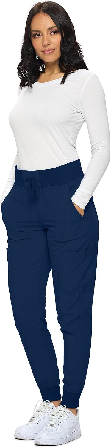 Monarch Uniforms Womens Jogger Scrubs Ribbed Jogger Scrub Pants for Women