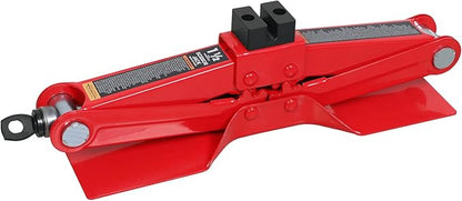 BIG RED AT10152S4R Torin Portable Steel Scissor Jack with S04 Engineering PVC Saddles: 1.5 Ton (3,000 lb) Capacity, Red