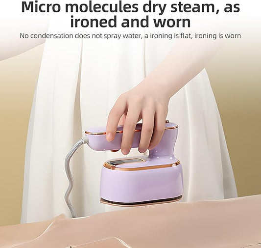 Portable Handheld Iron 20s Fast Heat-up Fabric Wrinkle Remover 2 in 1 Rotatable Travel Iron Steamer for Clothes Support Dry and Wet Ironing for Home Travel or College, US Plug, Blue